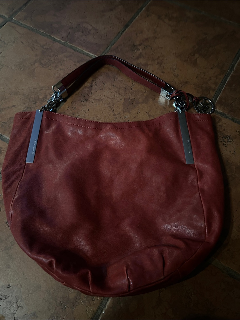 Michael Kors Burgundy Leather Shoulder Bag